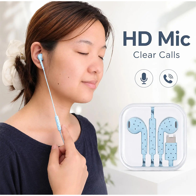 Type C Earphones Polka Dot Sta - đánh giá và giá Wired Earphone Mic