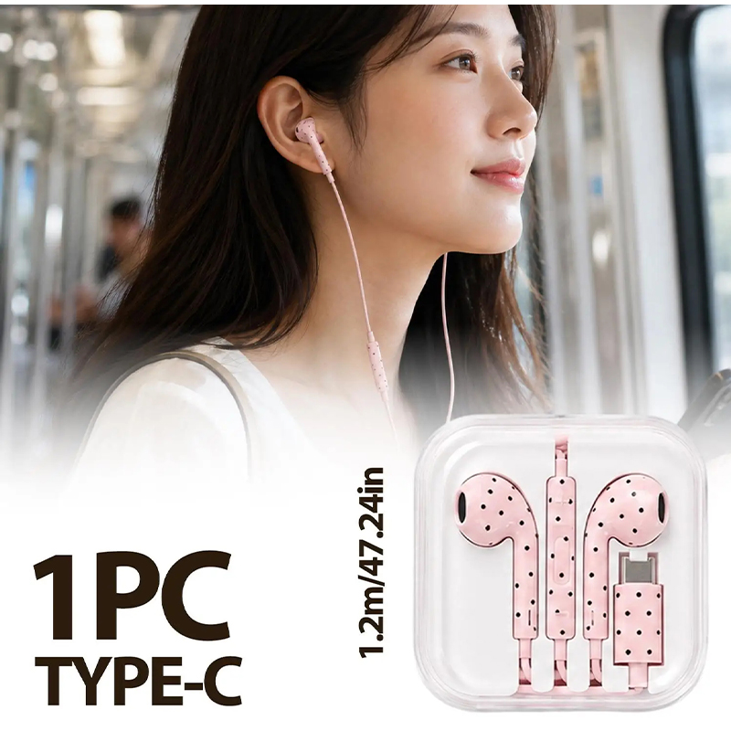 Type C Earphones Polka Dot Sta - đánh giá và giá Wired Earphone Mic
