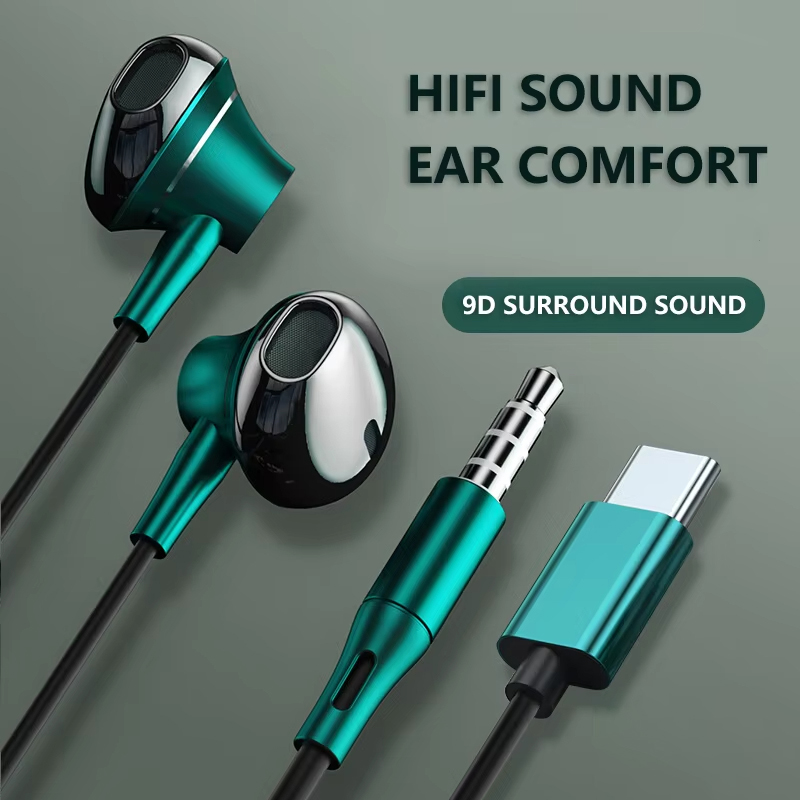 9D Bass Stereo Type C and 3.5m - đánh giá và giá Wired Earphone Mic